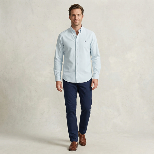 Camisa Polo Ralph Lauren Rayada Celeste